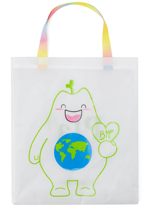PLA Bolsa no tejida con manijas de arco iris