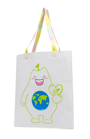 Bio non-woven bag with rainbow handles
